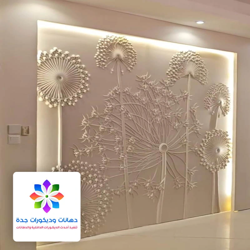 ديكورات خشب نحت مع اضاءة جدة